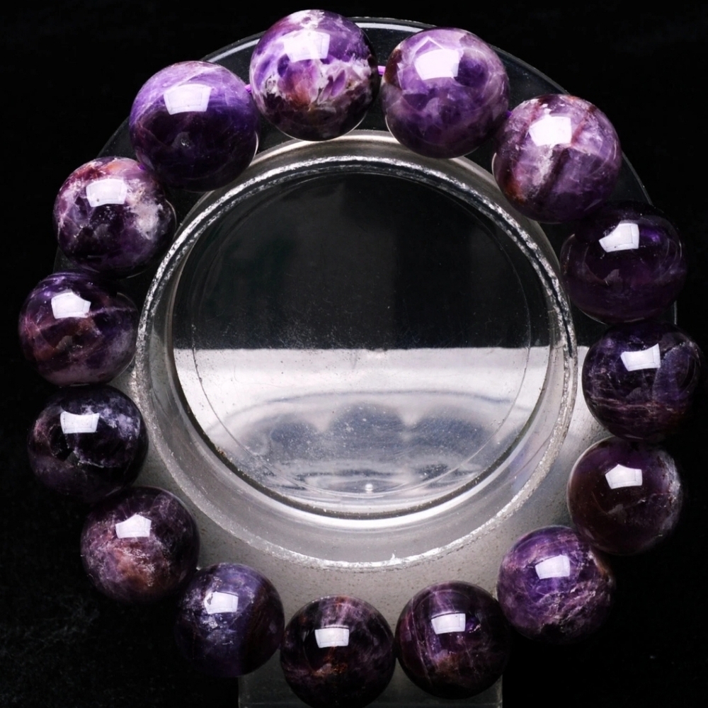 14.2mm Chunky Dream Purple Amethyst And Agate Crystal Bangle Bracelet Handmade